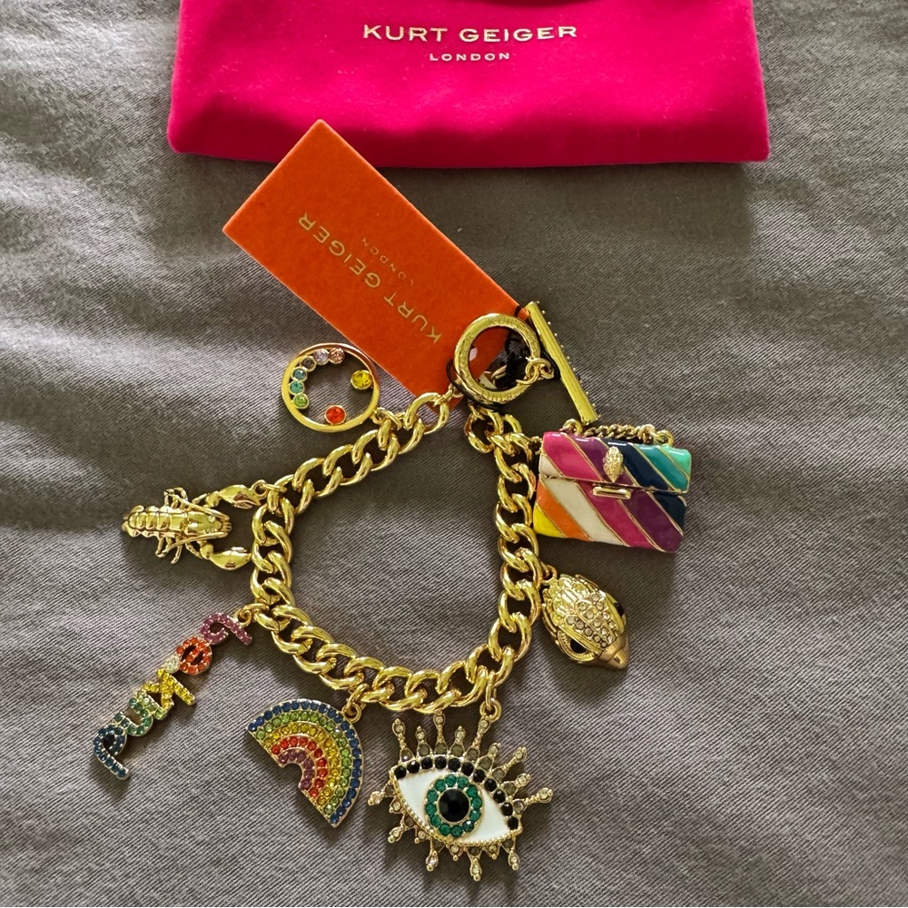 NEW NWT! KURT GEIGER LONDON Multi Charms Bracelet Charm Bracelet Be Kind